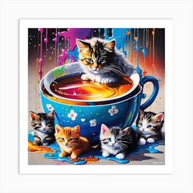 Kittens In A Cup Art Print