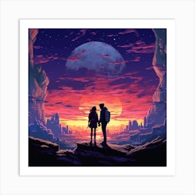 Couple In Space Art Print