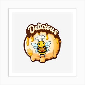 Delicious Logo With Honey Bee Art Print