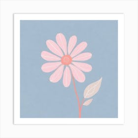 A White And Pink Flower In Minimalist Style Square Composition 513 Art Print