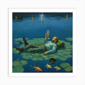 The Water’s Embrace: A Surrealist Vision Art Print