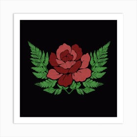 Ferns And Roses Art Print