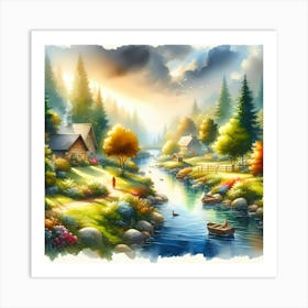 Watercolor Landscape Painting 14 Art Print