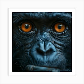 Gorilla With Orange Eyes Art Print