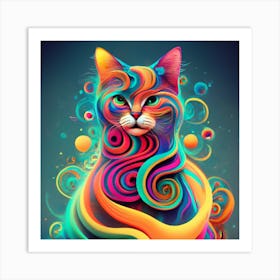 Colorful Cat Art Print