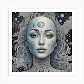 Woman With A Moon Face Art Print