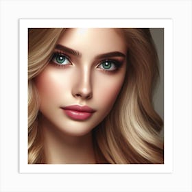 Beautiful Woman With Green Eyes Art Print