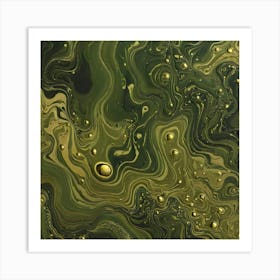 olive gold abstract wave art 26 Art Print