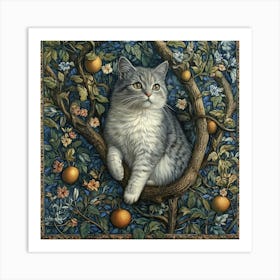 Cat In An Orange Tree Art Art Print