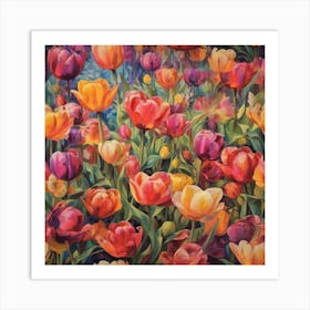 Tulips meadow 1 Art Print