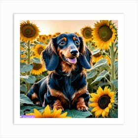 Sunflower fields and a doxy Art Print