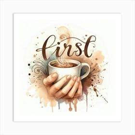 First Coffee 2 Art Print