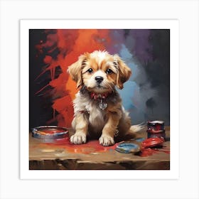 dog art paint Art Print