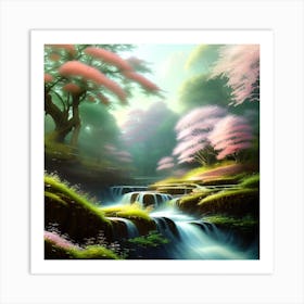 Waterfall In The Forest 3 Art Print