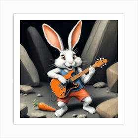 Rabbit Playing Guitar 5 Art Print