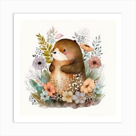 Cute Baby Bear Watercolor Art Print