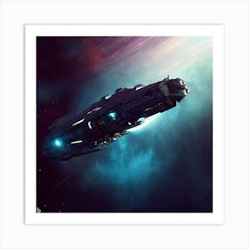 Spaceship In Space Art Print