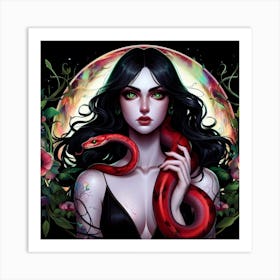 Woman With A Snake Art Print