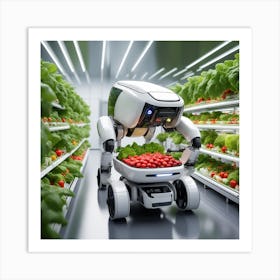 Robot In The Supermarket Art Print