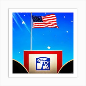 American Flag Unfurled Against A Clear Blue Sky Stars Centered Stripes Flowing Gracefully Overlai (5) Art Print