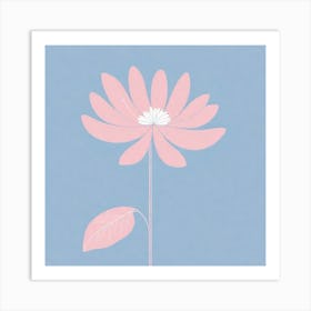 A White And Pink Flower In Minimalist Style Square Composition 280 Art Print