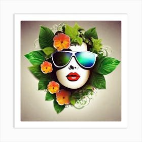 Portrait Of A Woman With Sunglasses Art Print