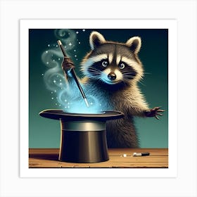 A Sneaky Raccoon With A Magician’S Hat That’S Alive Art Print