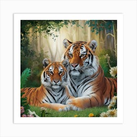 Tiger And Cub Art Print