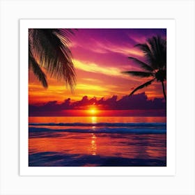 Sunset At The Beach 269 Art Print