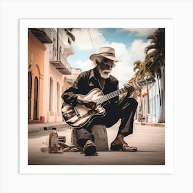 Old Man Playing Guitar 18 Art Print