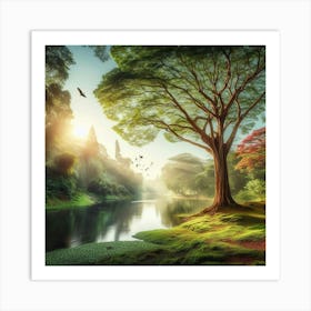 Sunrise In The Forest Art Print