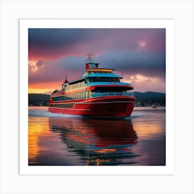 Sunset Cruise Ship 38 Art Print