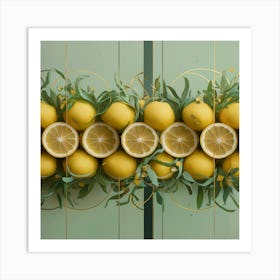 Lemons On A Green Door Art Print