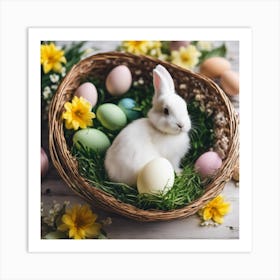 Easter Bunny In Basket Art Print