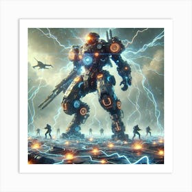 A Sci Fi Depiction Of Helios Vanguard Mech With Emp Resistor Art Print