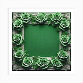 Green Roses Frame 13 Art Print