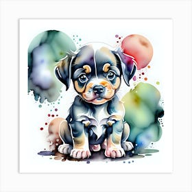 Puppy Watercolor Painting Art Print