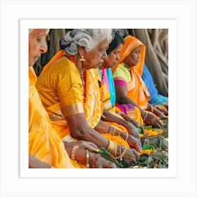 Women In Saris 3 Art Print