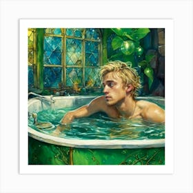 Draco Malfoy takes a bath Art Print