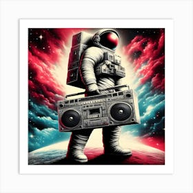 Astronaut With Boombox Art Print