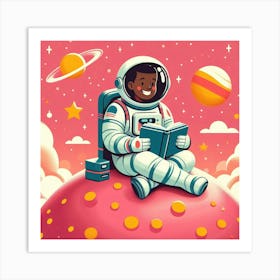 Astronaut Reading A Book 3 Art Print