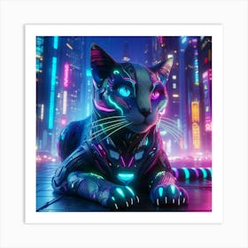 Futuristic Cat Art Print