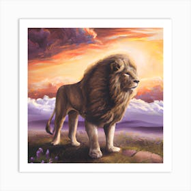 Lion In Nature Landscape Art Print