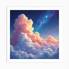 Cosmic Clouds In Watercolor With Radiant Colors 1 Art Print