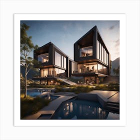 Modern House In The Mountains Art Print