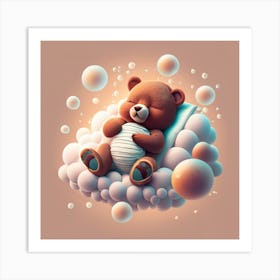 Teddy Bear On A Cloud Art Print