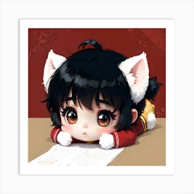 Kawaii Cat Art Print