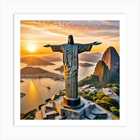 Christ The Redeemer Sunrise Art Print