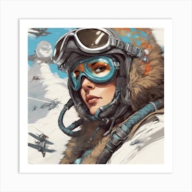 A Badass Anthropomorphic Fighter Pilot Sloth, Extremely Low Angle, Atompunk, 50s Fashion Style, Intr Art Print