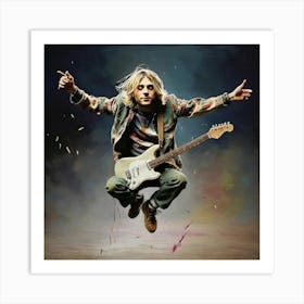 Smudge Kurt Cobain Jump Art Print 2 Art Print